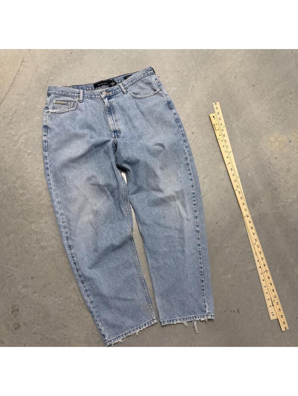 Y2K Men's Calvin Klein Easy Fit Straight Blue Jeans Waist 38